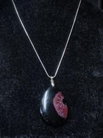 Prachtige zeer mooie zwarte en rode agaat 925-zilveren