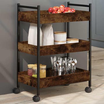 vidaXL Keukentrolley 50x30x70 cm bewerkt hout gerookt, Verzenden, Nieuw