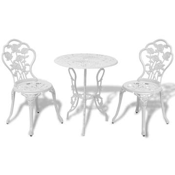 vidaXL 3-delige Bistroset gietaluminium wit, Verzenden, Nieuw, Aluminium, 3 zitplaatsen