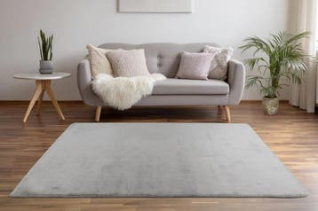 Fluffy Vloerkleed | Dolce | Uni | Zilver | 80x150 cm, Verzenden, Nieuw