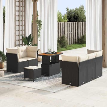 vidaXL Tuin Sofa Set 8 st 5-Aantal zitplaatsen Zwart en, Verzenden, Nieuw, 8 zitplaatsen