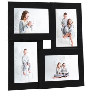 vidaXL Fotolijst voor 4x(10x15 cm) foto MDF zwart, Verzenden, Nieuw