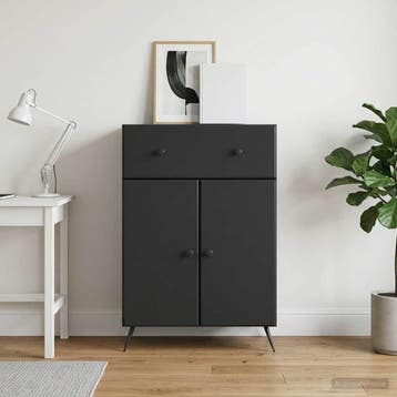 vidaXL Dressoir Zwart 66 x 34,5 x 90 cm Bewerkt hout, Verzenden, Nieuw, Overige houtsoorten, Minder dan 50 cm