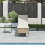 vidaXL Ligstoel met kussen beige 55x200x44cm polyrotan, Tuin en Terras, Ligbedden, Verzenden, Nieuw