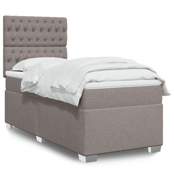vidaXL Boxspring met matras stof taupe 90x190 cm, Huis en Inrichting, 90 cm, Eenpersoons, Verzenden, Nieuw