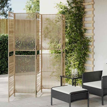 vidaXL Kamerscherm 5 panelen poly rattan beige, Huis en Inrichting, Verzenden, Nieuw