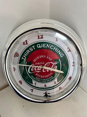 Coca-Cola - Coca-Cola-horloge - Lichtbord - Plastic, Glas