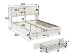 Gestoffeerd Bed 160/140x200 cm met LED, USB en Opbergruimte, Huis en Inrichting, Slaapkamer | Bedden, Verzenden, Nieuw