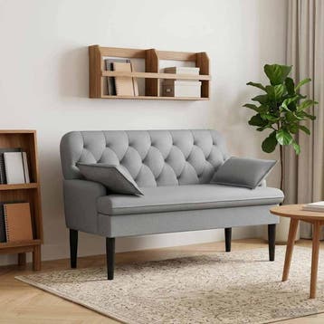 vidaXL Loungebank met knopencomfort Lichtgrijs 111 x 68 x 80, Verzenden, Nieuw, Stof, Minder dan 150 cm