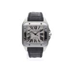 Cartier Santos Automatic 100 XL W20076X8 / 2656; Automati..., Ophalen of Verzenden, Zo goed als nieuw, Leer, Overige merken