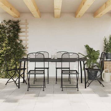 vidaXL 7-delige Tuinset metaalgaas antracietkleurig, Overige materialen, Verzenden, 6 zitplaatsen, Nieuw
