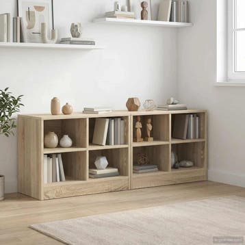 vidaXL Bed kast 2 st Sonoma Eiken 66 x 33 x 48 cm Bewerkt, Huis en Inrichting, Verzenden, Nieuw