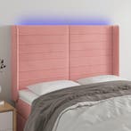 vidaXL Hoofdbord LED 147x16x118/128 cm fluweel roze, Verzenden, Nieuw, Stof