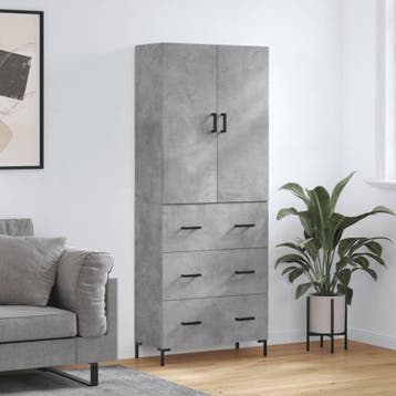 vidaXL buffetkast 69,5x34x180 cm bewerkt hout betongrijs, Minder dan 50 cm, Verzenden, Nieuw, Minder dan 100 cm