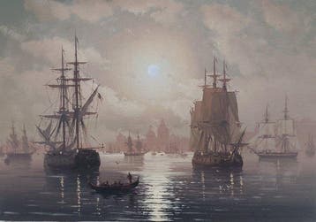 Karpenko Vitalii (XX) - Seascape with ships