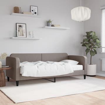 vidaXL Slaapbank met matras 80x200 cm stof taupe, Eenpersoons, Verzenden, Nieuw, 80 cm