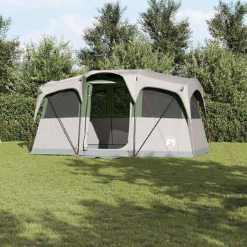 vidaXL Gezinstent Wit en Groen 435 x 255 x 216 cm Polyester, Verzenden, Nieuw, Tot en met 2