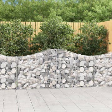 vidaXL Schanskorf gewelfd 200x30x80/100 cm gegalvaniseerd, Tuin en Terras, Bloembakken en Plantenbakken, 100 cm of meer, Verzenden