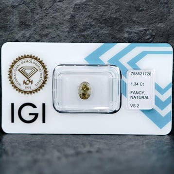 1 pcs Diamant (Natuurlijk gekleurd) - 1.34 ct - Ovaal -, Nieuw