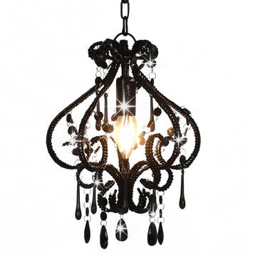 vidaXL Plafondlamp met kralen rond E14 zwart, Verzenden, Nieuw