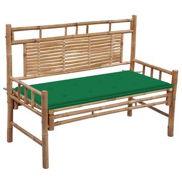 vidaXL Tuinbank met kussen 120 cm bamboe, Tuin en Terras, Verzenden, Nieuw, Hout