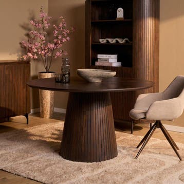 Ronde eettafel Solana Bruin Mangohout 150 cm | Starfurn, Huis en Inrichting, Ophalen of Verzenden, Nieuw