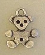 4 x metalen bedel beertje zware kwaliteit 13mm antiek zilver, Ophalen of Verzenden, Nieuw, Bedel