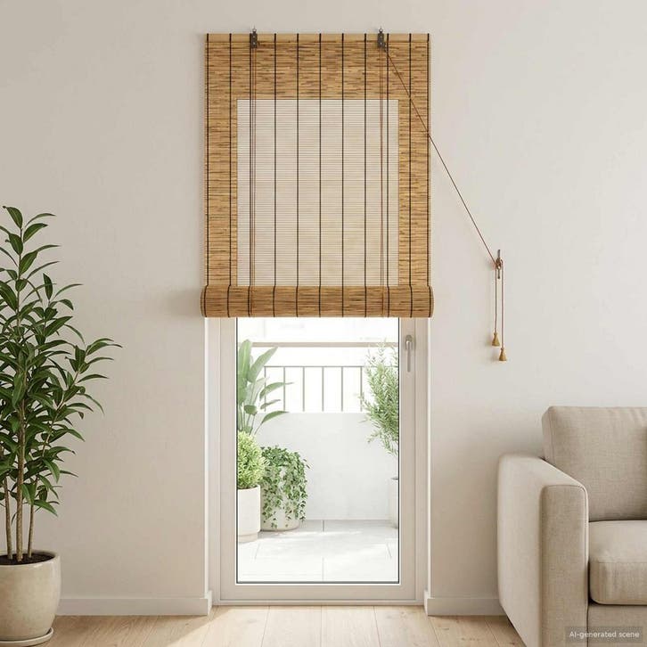 vidaXL Rolgordijn Bruin 60 x 220 cm Riet, Huis en Inrichting, Stoffering | Gordijnen en Lamellen, Bruin, Nieuw, Verzenden