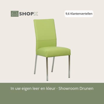 Leren eetkamerstoel Real - Hermes Lime (felgroen) - Poten, Huis en Inrichting, Overige kleuren, Nieuw, Ophalen of Verzenden, Eén