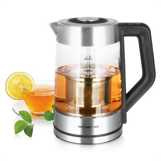Emerio Waterkoker 1.7L met Temperatuurregeling en Theefil..., Witgoed en Apparatuur, Waterkokers, Verzenden