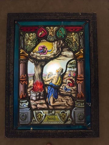 Art Nouveau Glas-in-loodraam - Gustave Haye (1901-?) -, Antiek en Kunst