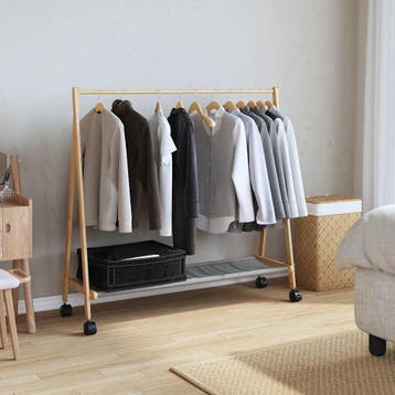 vidaXL Kledingrek met schappen en wielen 106x34x106,5 cm, Verzenden, Nieuw