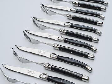 Laguiole - 6x Forks & 6x knives - Black - style de -