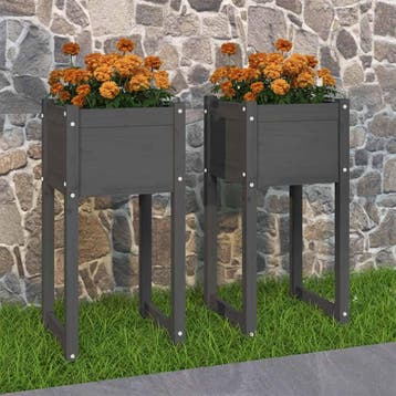 vidaXL Plantenbakken 2 st 40x40x81 cm massief grenenhout, Verzenden, Minder dan 60 cm, Nieuw, 60 cm of meer