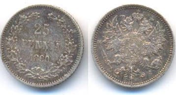 25 Penniae 1890 Finnland: Alexander Iii, 1881-1894, Verzenden