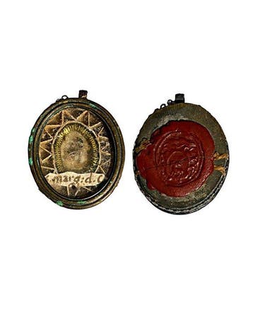 Reliekhouder - Brons, Glas, Textiel - 1700-1750 - Santa