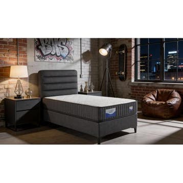 1-Persoons Boxspring Hybrid Antraciet 90x200, Ophalen of Verzenden, Nieuw, Eenpersoons