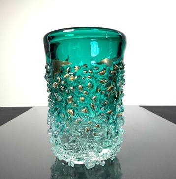 Maxence Parot - Vaas - Unieke vaas, kleuren en goud - Glas