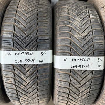 2x 205-55-16 Michelin Winter 2x 5.5mm €40 Per Band 205 55 16, Ophalen, Gebruikt, 16 inch, Band(en)