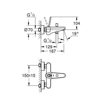 Eurodisc Joystick Badkraan Met Omstel Met Koppelingen Chroom, Ophalen of Verzenden, Nieuw