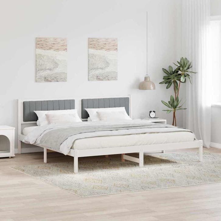 vidaXL Bedframe Lichtgrijs 200 x 200 cm Massief grenenhout, Huis en Inrichting, Slaapkamer | Bedden, Wit, Nieuw, Hout, Verzenden