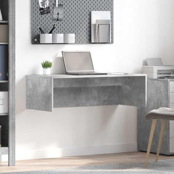 vidaXL Wandbureau Beton Grijs Bewerkt hout 100 x 45 x 30 cm, Huis en Inrichting, Verzenden, Nieuw