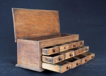 Sieradendoos - handwerk cabinet - Eik - desk top ladekastje