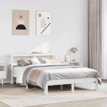 vidaXL Bedframe met hoofdeinde zonder matras 120x200 cm wit, Huis en Inrichting, Slaapkamer | Bedden, Verzenden, Wit, Nieuw, Twijfelaar