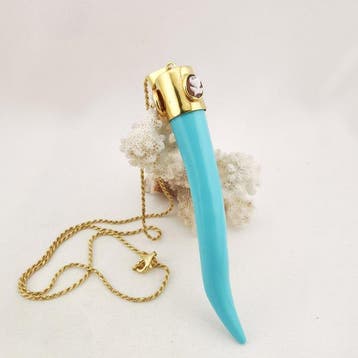 Turquoise - Argento 925 - Ketting met hanger - Italiaans