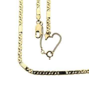Gouden gesloten Figaro schakelketting, Ophalen of Verzenden, Gebruikt, Goud, Goud