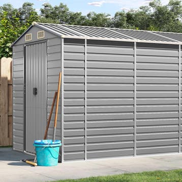 vidaXL Tuinhuis Lichtgrijs 191x555x198 cm Gegalvaniseerd, Verzenden, Nieuw