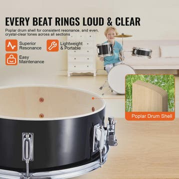 3-delige Kinder Drumstel Set 14 inch - Inclusief Krukje, Bek, Verzenden, Nieuw