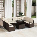 vidaXL Tuin Sofa Set met opslag 10 pcs Bruin Poly riet, Verzenden, Nieuw, Rotan, Meer dan 8 zitplaatsen