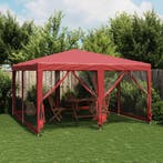 vidaXL Partytent met 8 mesh zijwanden 4x4 m HDPE rood, Verzenden, Nieuw, Partytent